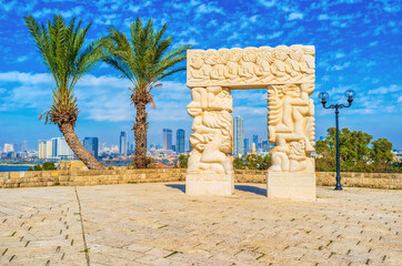 The scenic sculpture of the Gate in Tel Aviv, Israel