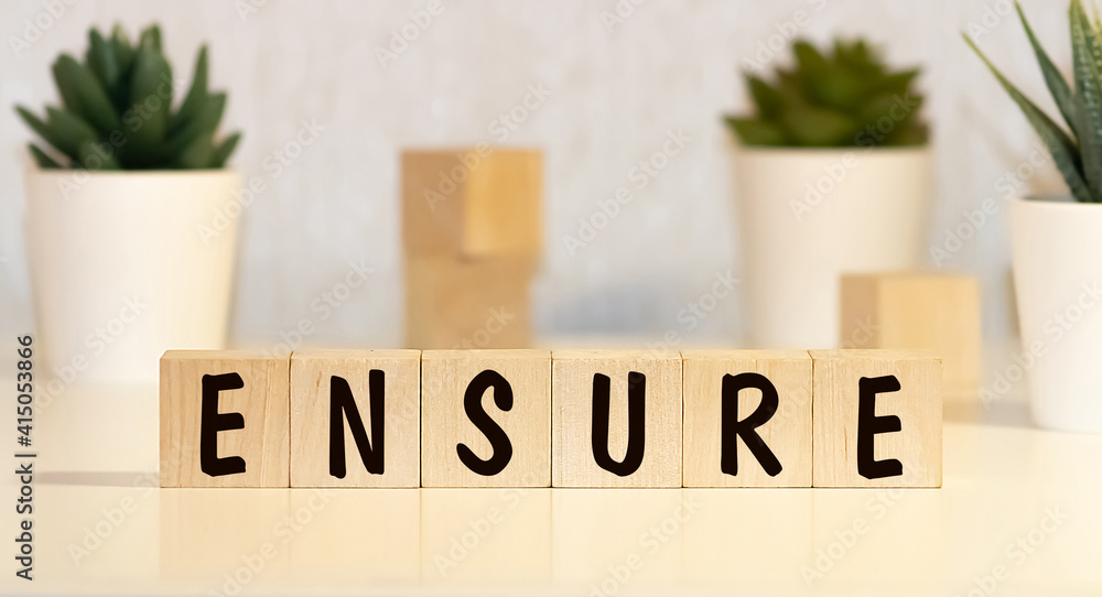 Poster ensure word made with building blocks