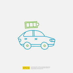 battery level status of electric car. doodle icon sign symbol vehicle concept. eco green friendly transportation on white background vector illustration