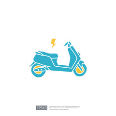 Fototapeta premium Electric motorcycle doodle icon. electrical motorbike concept sign symbol. Modern city ecological transport vector illustration