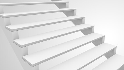 Staircase in white interior. Abstract architecture background. Business growth, progress way and forward achievement creative concept. Spiritual and career promotion, personal. 3d render