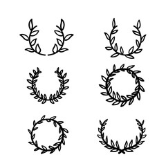 hand drawn doodle Laurel wreath illustration vector isolated background