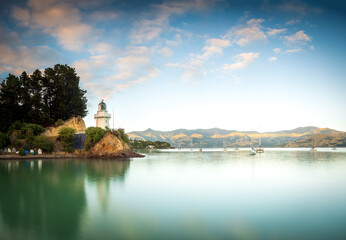 Akaroa South Island New Zealand Bay and Lighthouse