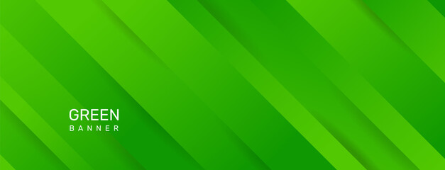 Green banner with diagonal stripes pattern. - Vector.