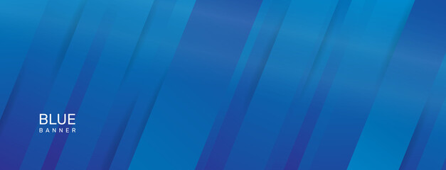 Obraz premium Blue banner with diagonal stripes pattern. - Vector.