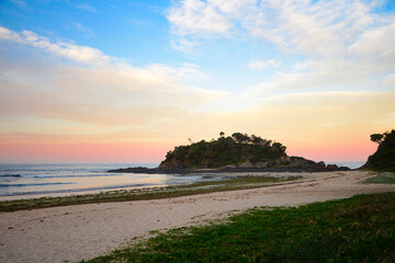 Sunset colors at Seal Rocks beach, Australia