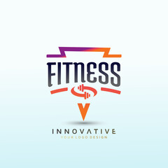 Strength and Conditioning coach Fitness icon design. Dumbbell icon Vector logo design template.