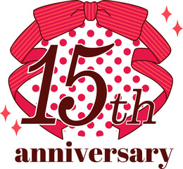 ポップでガーリーなアニバーサリーエンブレムロゴ・15周年
