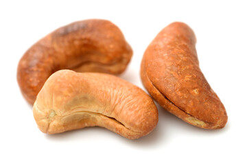 Roasted cashew nuts isolated on white background