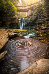 A beautiful swirl of Autumn leaves at Elakala Falls in Blackwater Falls State Park, West Virginia.