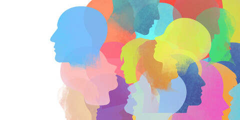 Different people silhouettes background