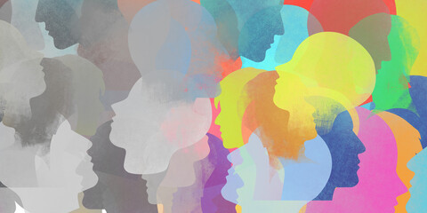 Different people silhouettes background - 415061092