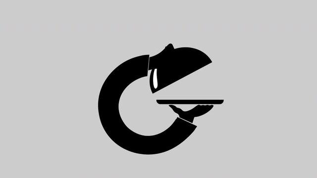 animated logo of the restaurant from the hands holding the dish with the lid