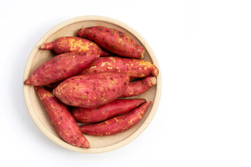 Sweet potato on white background. Top view