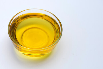 Rice bran oil on white background.