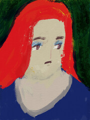 sad woman sketch painting art illustration