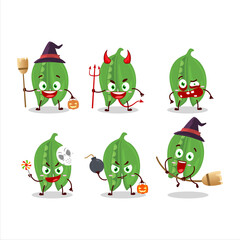 Fototapeta premium Halloween expression emoticons with cartoon character of peas