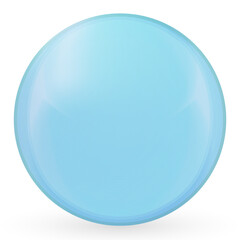 Glass blue ball or precious pearl. Glossy realistic ball, 3D abstract vector illustration highlighted on a white background. Big metal bubble with shadow.