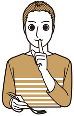 喋らずに食事をする男性