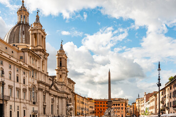 Fototapeta na wymiar Italy, Rome. Piazza Navona, looking north.