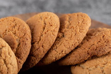 Oatmeal cookies isolated on grey concrete background