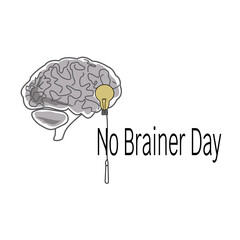 brain and light bulb off, holiday concept No brainer Day