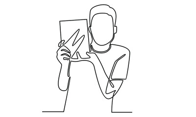 Continue line of boy with books