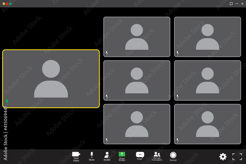 Poster web template with zoom for concept design. video chat interface. computer technology. stock image.