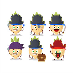 Cartoon character of radish with various pirates emoticons