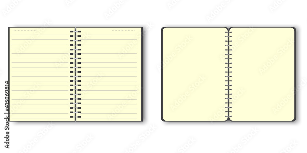 Poster yellow notepad . notebook paper. blank vertical notebook page. stock image.