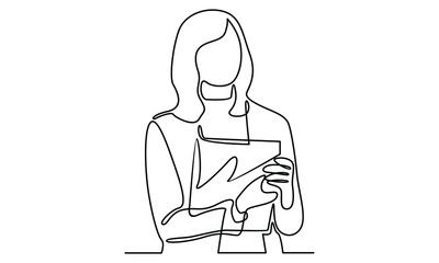 Continue line of businesswoman holding the paper file