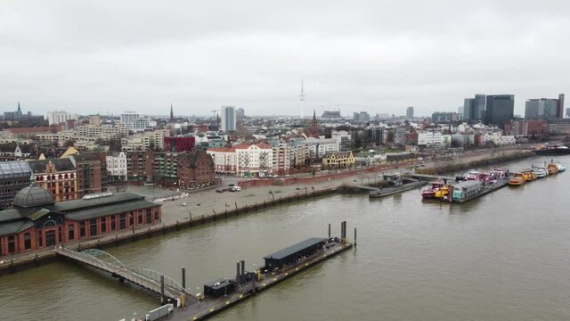 Port of Hamburg from above on a cloudy day - aerial view
