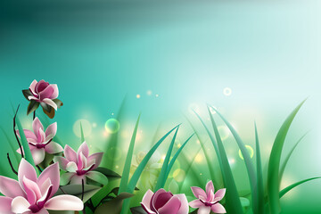 Fototapeta na wymiar Spring flower background with copy space 
