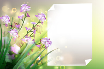 blank paper template with Spring flower background
