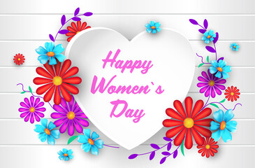 womens day 8 march holiday celebration banner flyer or greeting card with beautiful flowers horizontal vector illustration