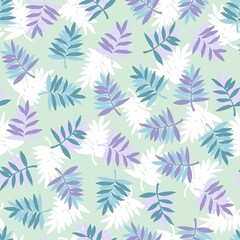 Abstract Season Color Pastel Palm Leaves Vector Seamless Pattern