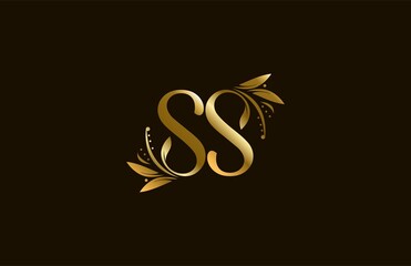 Golden Monogram Flourishes Letter SS Logo Manual Elegant Minimalism