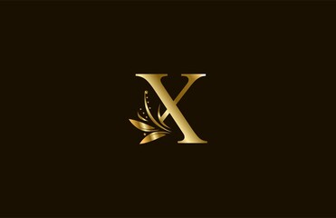 Golden Monogram Flourishes Letter X Logo Manual Elegant Minimalism