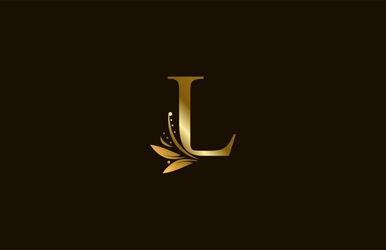 Golden Monogram Flourishes Letter L Logo Manual Elegant Minimalism