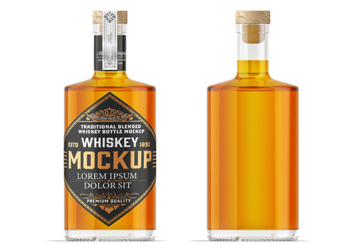 Whiskey Glass Bottle Mockup