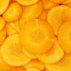 Healthy natural food, background. Carrots slices