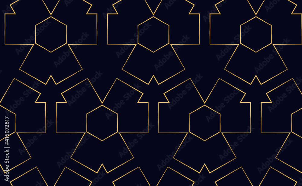 Poster abstract geometric vintage retro style pattern with lines gold texture background.