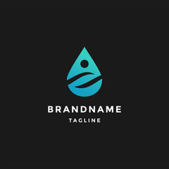 water drop  Logo design vector template Linear style. Blue Droplet lines aqua Logotype icon