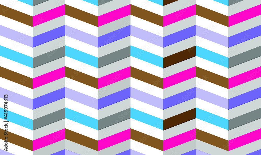 Aufkleber seamless subtle colorful chevron op art 3d illusion zigzag pattern on white background. colorful mod