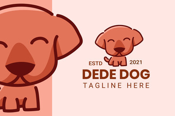 Cute Kawaii Puppy Dog Mascot Cartoon Logo Design Icon Illustration Character Hand Drawn. Suitable for every category of business, company, brand like pet store or pet shop, toys, food, and many more