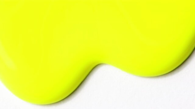 Abstract yellow liquid paint flow  transition with white background. 