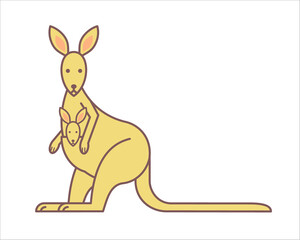 Kangaroo mother and child in the pouch