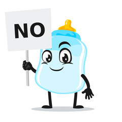 vector illustration of pacifier mascot or character holding sign says no