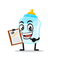 vector illustration of pacifier mascot or character presentation with clipboard