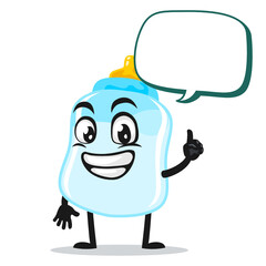 vector illustration of pacifier mascot or character holding blank red scroll